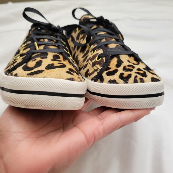 KATE SPADE KEDS. Animal Print Calf Hair Lace-Up Sneakers Kickstart. Size 9 - Picture 5 of 17